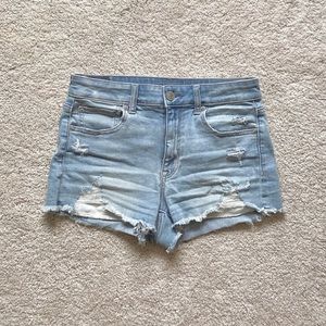 AE Light Wash Distressed Denim Shorts